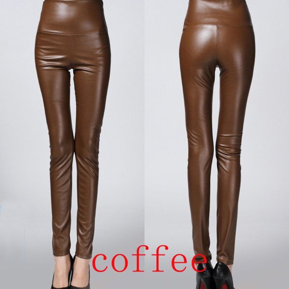 Autumn Winter Women Thin Velvet PU Leather Pant - Picture 6 of 6